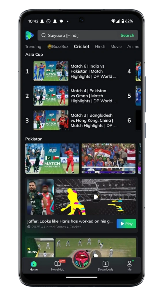 MovieBox app web series section with latest TV shows